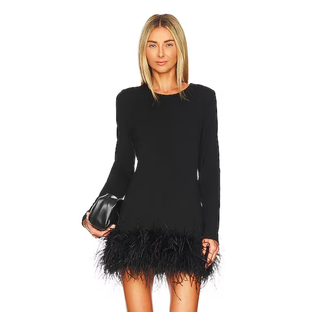 Lamarque Black Feather Hem Dress